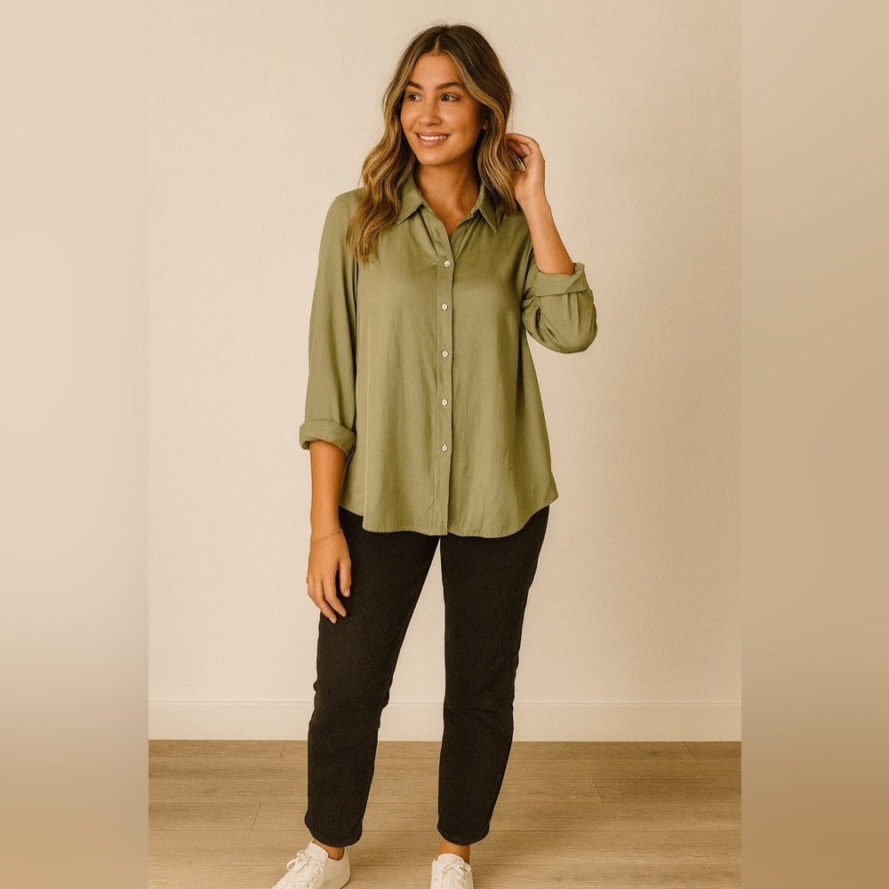 Banana Republic Olive Green Dillon Long Sleeve Button-Up Shirt – Size L